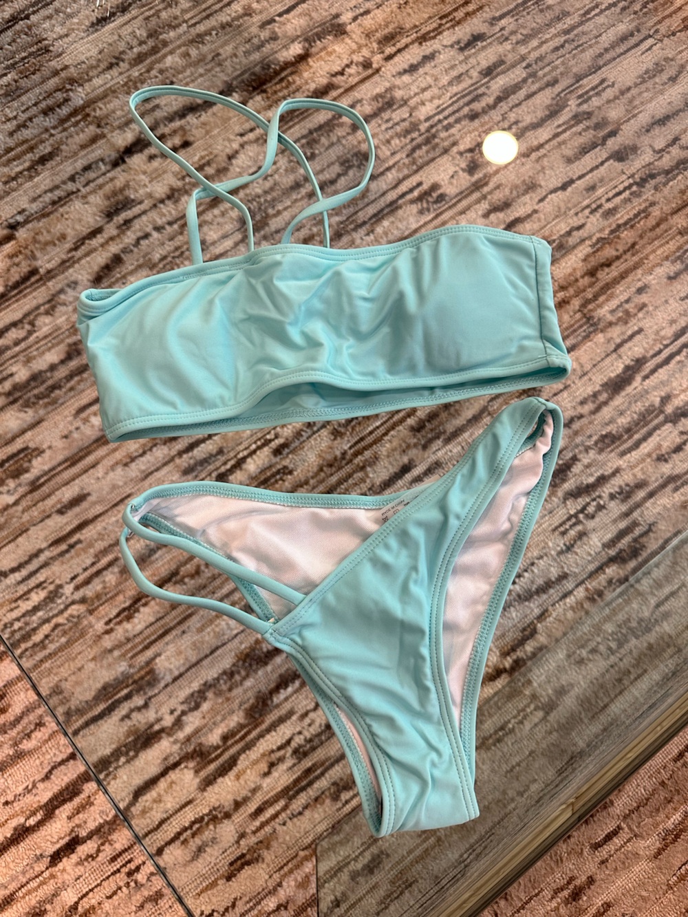 Shein Strappy Teal One Shoulder Bikini XS